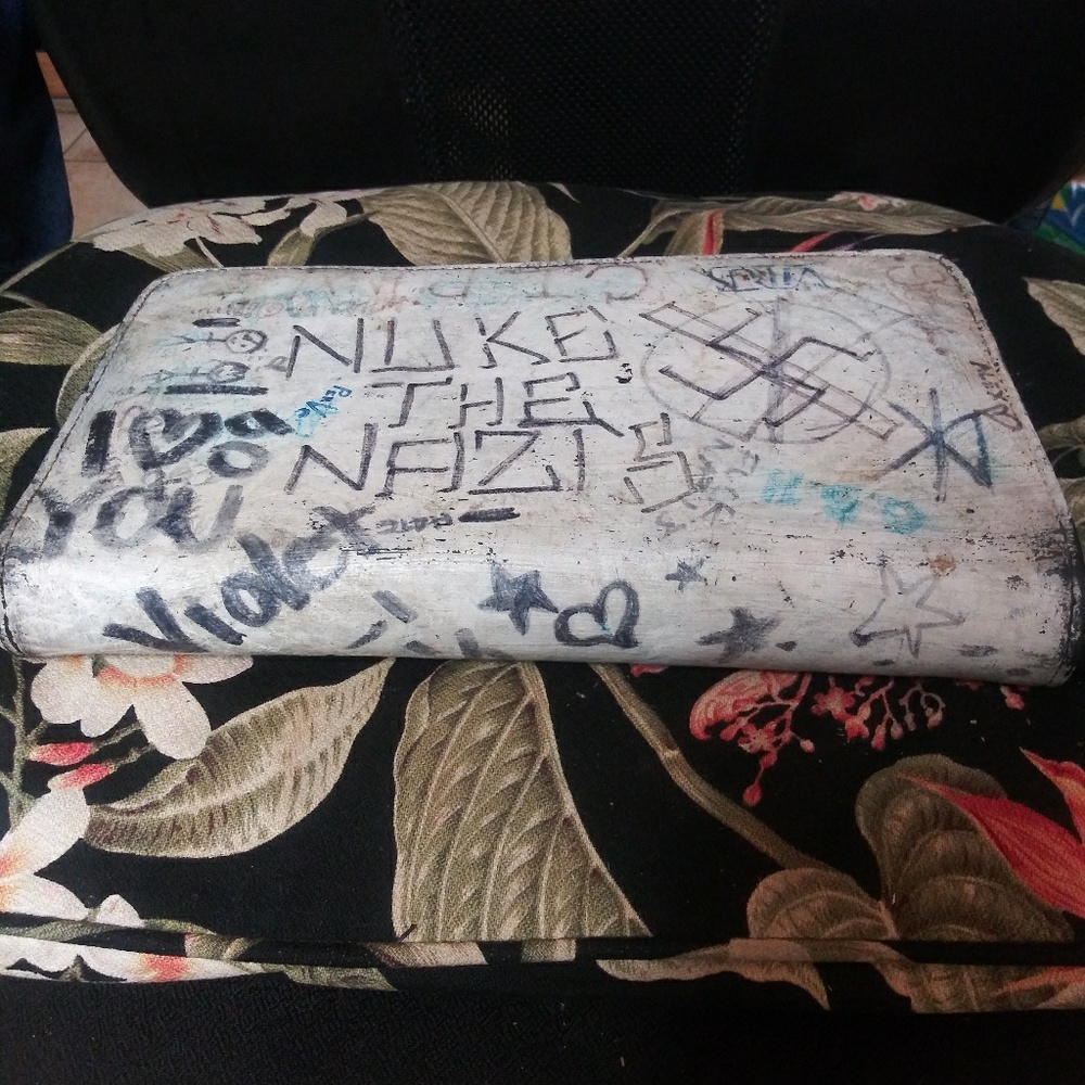 Personal punk CD album collection in leather case